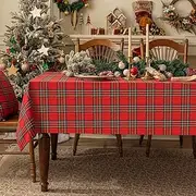 Softalker Christmas Checkered Tartan Rectangle Tablecloth - Red Buffalo Plaid Xmas Table Cloths, Stain Resistant Washable Table Cover for Dining/Parties/Holiday Decor, 54 x 80 Inch