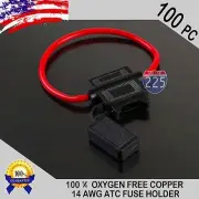 100 Pack 14 Gauge ATC In-Line Blade Fuse Holder 100% OFC Copper Wire Protection