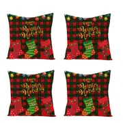 8Pcs Christmas Pillowcase Cotton Linen Throw Pillow Cover for Couch Home Decorations -Style 1