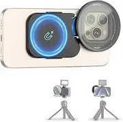 67mm Phone Lens Filter Adapter Mount for iPhone 16 15 14 Pro Max Plus, Double-Sided Magnetic Phone Lens Filter Ring with 1/4-20" Screw & Cold Shoe Mount Pull-Out to fit 16 15 Pro Max for ND UV CPL