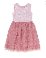 Kensie Girl Sequin Rosette Dress Pink Lilas-Size 14