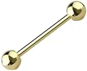 [BodyJewelryOnline] Titanium Barbell Nipple Ring - 14 Gauge (Gold)