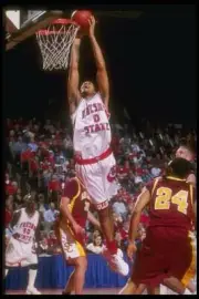 Center Rashaan Smith Fresno State Bulldogs goes up for two the San- Old Photo