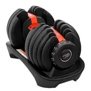1x Powertrain 24kg Adjustable Dumbbell Home Gym Exercise Weights Free Workout Red