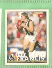 1996 AFL SELECT STICKER #52 TONY FRANCIS, COLLINGWOOD MAGPIES