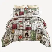 Donna Sharp King Bedding Set - 3 Piece - Winter Cottage Quilt Set with King Quilt and Two King Pillow Shams - Machine Washable