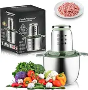 600W 5L Food Processor & Meat Grinder – Stainless Steel Bowl with Scale, Double Stirring Blades – for Chopping Meat, Veggies, Fruits，Electric Kitchen Chopper & Egg Beater,5L