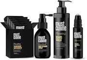 Mustculine Beard Grooming Kit, Beard Care Kit for Men with Root Vitamin Spray, Beard Wash and Keratin Mask, Beard Kit for Men Grooming and Thicker Fuller Beard