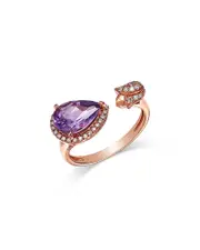 Bloomingdale's Fine Collection Pear Shaped Amethyst & Diamond Open Ring in 14K Rose Gold