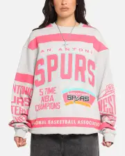 [MITCHELL & NESS] Mitchell & Ness San Antonio Spurs Letterform Crewneck Grey Marle - Size S S Grey Marle