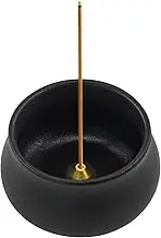 MrMrKura Ceramic Incense Holder for Sticks, Incense Burner Holder Incense Stick Holder Ash Catcher with Non-Slip Pads, Indoor Incense Holder for Unique Home Decor/Meditation/Yoga/Gift (Black)