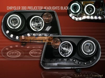 2005-2010 CHRYSLER 300C / SRT-8 PROJECTOR HEADLIGHTS BLACK TWO CCFL HALO LED (for: Chrysler)