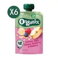 在飛比找PChome24h購物優惠-【英國 Organix】燕麥纖泥-蘋果香蕉覆盆莓100gX6