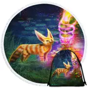 Magical Baby Fox Round Beach Towel