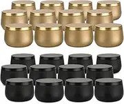 Candle Tins & Jars - 8oz, 24-Piece Set (Black 12PCS + Gold 12PCS) for Making, Crafts, Storage & Gifts