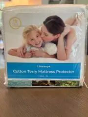 Linenspa Cotton Terry Mattress Protector, Full XL, allergen barrier