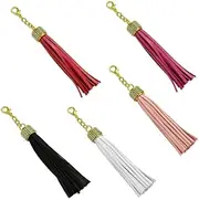 Expo International 5 PC Joyce Rhinestone Leather Like w/Lobster Clasp Tassel, Assorted