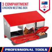 3 Hole Chicken Hen Coop Hutch Inside Outside Roll Away Lay Egg Nesting Box Au