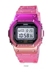 Skmei Fashion Led Light Countdown Watches Girls Electroplated Case Transparent