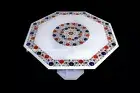 42" marble center Table Top semi precious stones Inlay Work with marble Stand