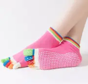 3 Pair Five Fingers Women Cotton Yoga Gym Toe Colorful Non Slip Massage Socks