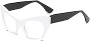 [WNCKSQ] Fashion Retro Half frame Cat eye Women Glasses Frame Can Be Equipped Lens Men Glasses Frame,White black