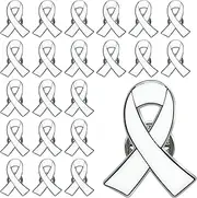 [Joixy] 25/50/100/200pcs White Ribbon Pin White Ribbon Brooches Enamel Jewelry Pins Lung Cancer Bone Cancer Awareness Blindness Victims of Terrorism and Adoption Awareness Pins