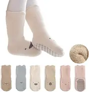 [Landotter] Non-Slip Socks Toddlers 5 Pairs Winter Warm Baby Stopper Socks Non-Slip Socks for Boys Girls