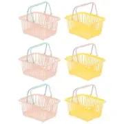 6PCS Mini Shopping Baskets with Handles Small Tiny Baskets, Pink Yellow