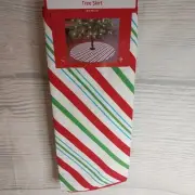 New! 38" Tree Skirt Christmas Striped Grinch Elf Holiday Decor Novelty Fun