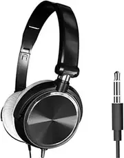 B Blesiya Foldable 3.5mm Computer Headset Sound Stereo Heavy Bass Adjustable Game Calling Earphones Comfortable Earpads on-Ear Headphone, Black