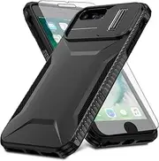 Asuwish Phone Case for iPhone 6plus 6splus 7plus 8plus i 6/6s/7/8 Plus with Screen Protector and Slide Camera Cover Rugged Cell iPhone6splus i Phone7s 7s 7+ 8s 8+ Phones8 6+ i6 6s+ Women Men Black