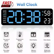Digital LED Desk Alarm Clock Large Mirror Display w/ Snooze Temperature Humidity