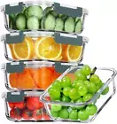 36 OZ Glass Meal Prep Containers - 5 Pack, Airtight & BPA-Free, Grey
