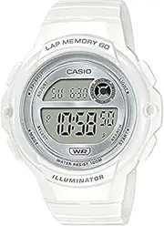 [Casio] Women's White Rim Digital Watch, White Silver/Clear Dial, White Band
