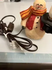 Crazy Mountain Snowman Holding Light Figurine 4 in Painted Resin Switched Cord