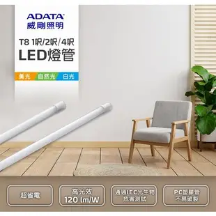 ADATA威剛 10W LED T8 2呎全塑燈管(白光/自然光/黃光) 省電 燈 燈管 燈具【愛買】