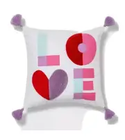 Spritz Valentine's Day Love Square Throw Pillow with Tassels Home Decor 16"