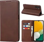 [Cavor] for Samsung Galaxy A13 5G Case Cowhide Pattern PU Leather Cases Flip Magnetic Kickstand Book Wallet Cover Phone Case with Card Slots(6.5") -Dark Brown
