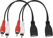 OTOTEC 2Pcs USB to RCA Cable USB 2.0 A Female to Dual RCA Male Y Splitter Audio Video AV Composite Adapter Cable for TV PC DVD 8 Inch/20cm