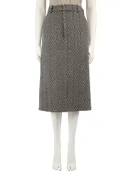 Striped Wool Midi Skirt