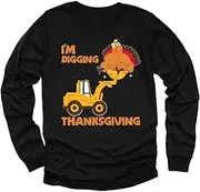 [Tstars] I'm Digging Thanksgiving Cute Turkey Tractor Toddler/Kids Long Sleeve T-Shirt