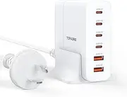 USB C Charger Block 75W, 6 Port Fast Charging Station Powered USB C Hub PD Charger for iPhone 15/14/13 Pro Max, iPad Pro/Air/Mini, for Samsung Galaxy S24, MacBook Pro/Air, White
