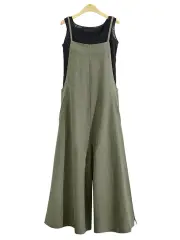 ZANZEA Plus Size Women Overalls Bib Pants Loose Pockets Jumpsuit