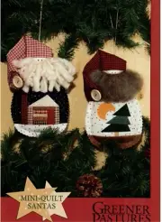 Mini Quilt Santa's Sewing Pattern Folk Art Santa Duo Ornaments Foundation