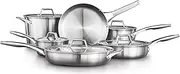 Calphalon 11-Piece Pots and Pans Set, Stainless Steel Kitchen Cookware with Stay-Cool Handles, Dishwasher Safe, Silver