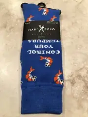 New Marc Ecko Mens Pair Of Novelty Crew Socks Blue Shrimp Control Your Tempura