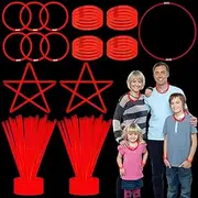 UURM 75 Glow Sticks Bracelets and Necklaces with 75 Connectors, 8'' Halloween Glow in the Dark Party Supplies, Halloween Goodie Bag Fillers (Red)