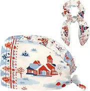 [YTYVAGT] Scrub Caps Women,Scrub Hats Suitable for Women,Boho Style Architectural Dog