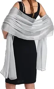 [BUOSHUO] Stole for Women, Stole for Evening Dress Fashion, Elegant Chiffon Scarf, Lightweight and Soft Shoulder Scarf, Used for Stole Women's Festive, Bridesmaids Wedding Party (Silver Grey), silver